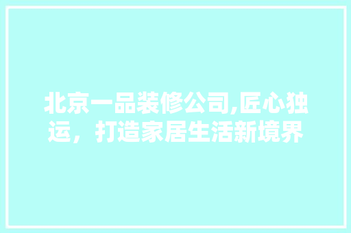 北京一品装修公司,匠心独运，打造家居生活新境界 家居装修