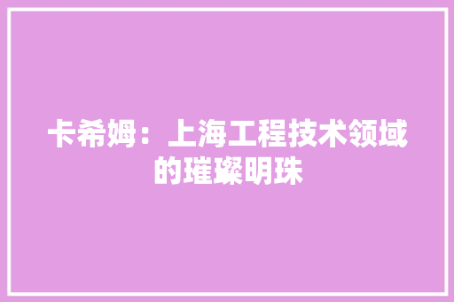 卡希姆：上海工程技术领域的璀璨明珠 家居装修
