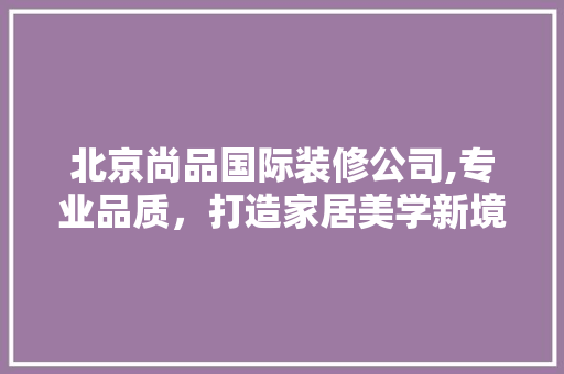 北京尚品国际装修公司,专业品质，打造家居美学新境界 软装设计