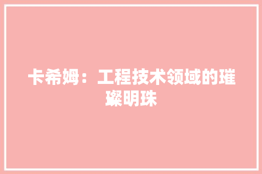 卡希姆：工程技术领域的璀璨明珠 家居装修