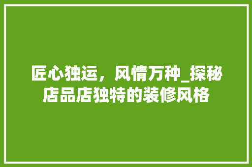 匠心独运，风情万种_探秘店品店独特的装修风格 中式风格装饰
