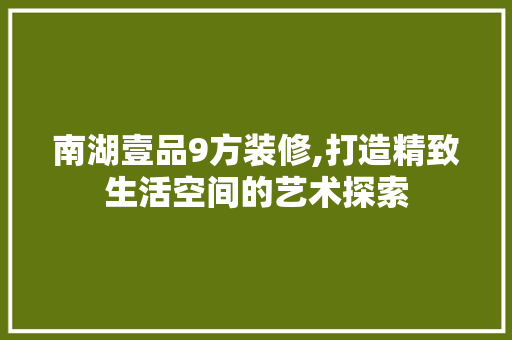南湖壹品9方装修,打造精致生活空间的艺术探索 中式风格装饰