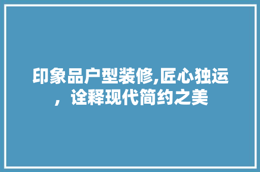 印象品户型装修,匠心独运，诠释现代简约之美 中式风格装饰