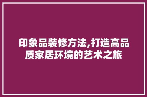 印象品装修方法,打造高品质家居环境的艺术之旅 客厅装修