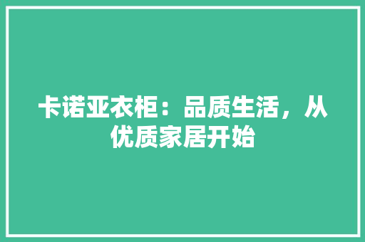 卡诺亚衣柜：品质生活，从优质家居开始 家居装修