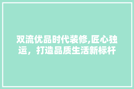 双流优品时代装修,匠心独运，打造品质生活新标杆