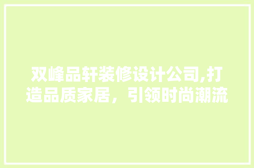 双峰品轩装修设计公司,打造品质家居，引领时尚潮流 室内设计