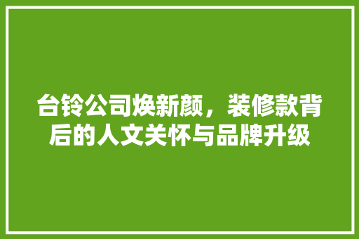 台铃公司焕新颜，装修款背后的人文关怀与品牌升级 木雕艺术