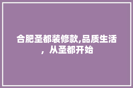 合肥圣都装修款,品质生活，从圣都开始 家居装修
