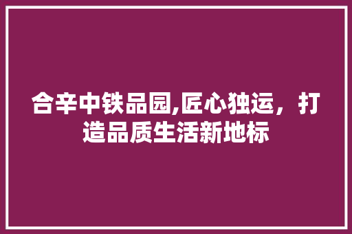 合辛中铁品园,匠心独运，打造品质生活新地标 软装设计
