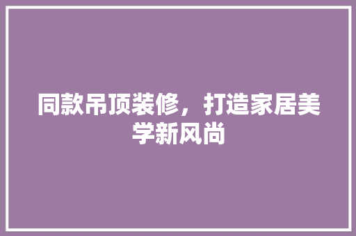 同款吊顶装修，打造家居美学新风尚 室内设计