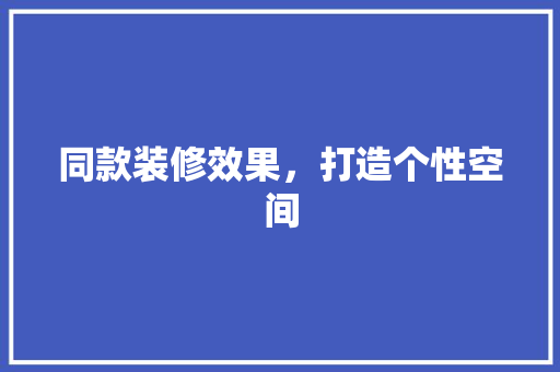 同款装修效果，打造个性空间 现代风格装饰