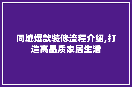 同城爆款装修流程介绍,打造高品质家居生活 家居装修