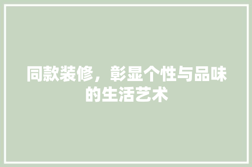 同款装修，彰显个性与品味的生活艺术 客厅装修