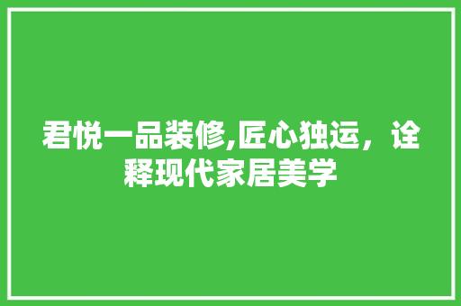 君悦一品装修,匠心独运，诠释现代家居美学 室内设计