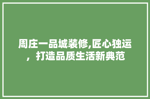 周庄一品城装修,匠心独运，打造品质生活新典范 现代风格装饰