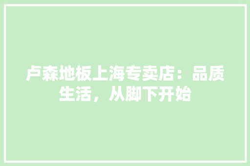 卢森地板上海专卖店：品质生活，从脚下开始 家居装修