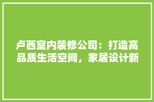 卢西室内装修公司：打造高品质生活空间，家居设计新潮流 家居装修