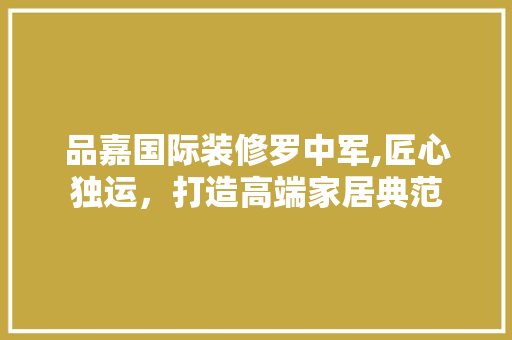 品嘉国际装修罗中军,匠心独运，打造高端家居典范 软装设计