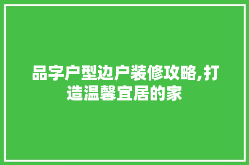 品字户型边户装修攻略,打造温馨宜居的家 软装设计