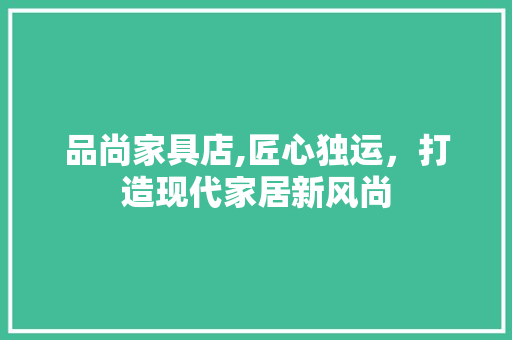 品尚家具店,匠心独运，打造现代家居新风尚