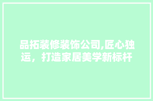 品拓装修装饰公司,匠心独运，打造家居美学新标杆 客厅装修