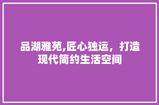 品湖雅苑,匠心独运，打造现代简约生活空间