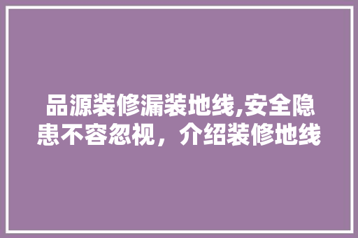 品源装修漏装地线,安全隐患不容忽视，介绍装修地线的重要性 室内设计