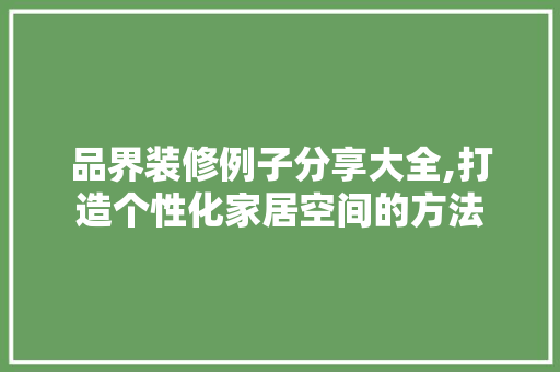 品界装修例子分享大全,打造个性化家居空间的方法 中式风格装饰