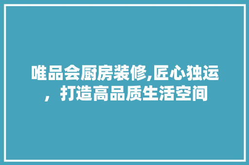 唯品会厨房装修,匠心独运，打造高品质生活空间 地板材料