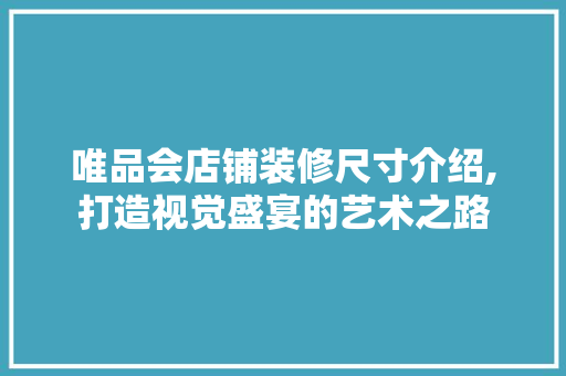 唯品会店铺装修尺寸介绍,打造视觉盛宴的艺术之路