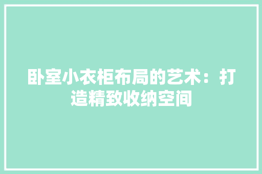 卧室小衣柜布局的艺术：打造精致收纳空间 家居装修