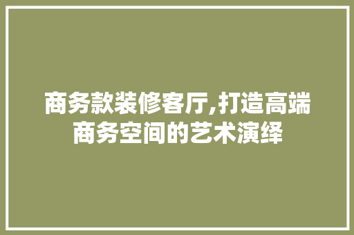 商务款装修客厅,打造高端商务空间的艺术演绎