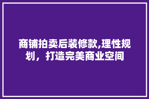 商铺拍卖后装修款,理性规划，打造完美商业空间 室内设计