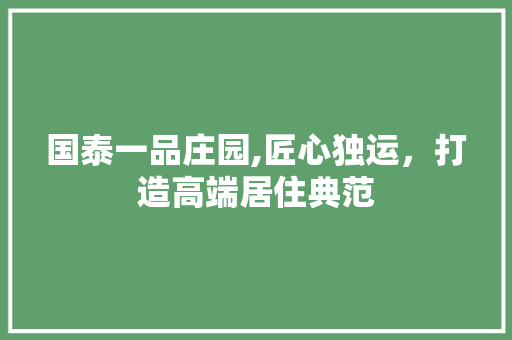国泰一品庄园,匠心独运，打造高端居住典范 中式风格装饰