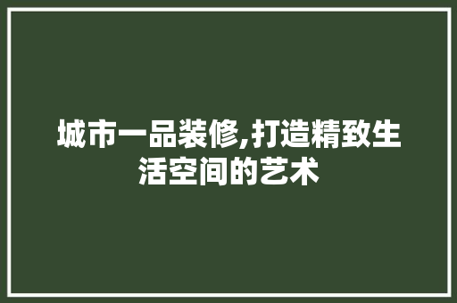 城市一品装修,打造精致生活空间的艺术 软装设计