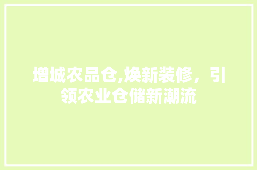 增城农品仓,焕新装修，引领农业仓储新潮流