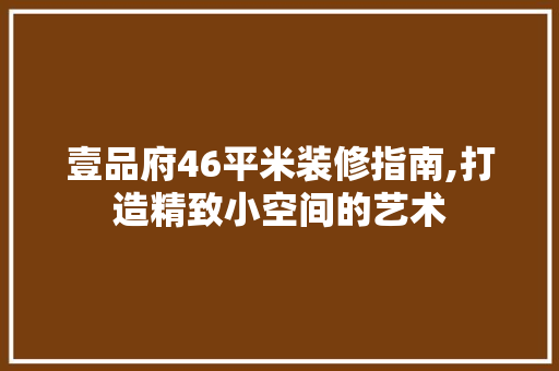 壹品府46平米装修指南,打造精致小空间的艺术 家居装修