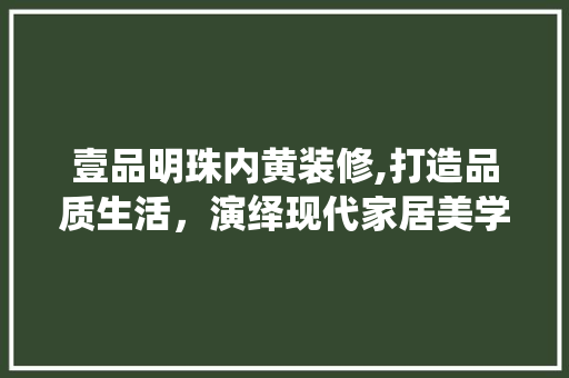 壹品明珠内黄装修,打造品质生活，演绎现代家居美学