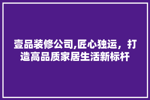 壹品装修公司,匠心独运，打造高品质家居生活新标杆 软装设计