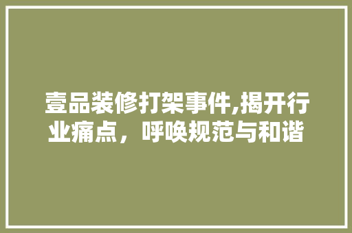 壹品装修打架事件,揭开行业痛点，呼唤规范与和谐 木雕艺术