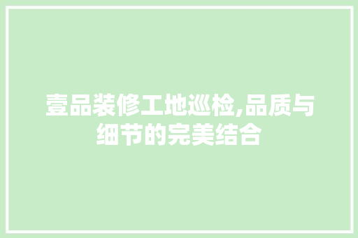 壹品装修工地巡检,品质与细节的完美结合 卧室装修