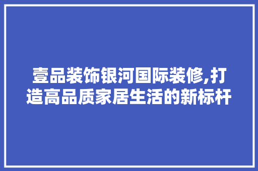 壹品装饰银河国际装修,打造高品质家居生活的新标杆 软装设计