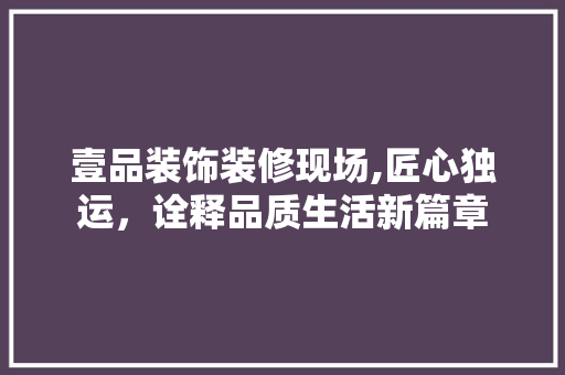 壹品装饰装修现场,匠心独运，诠释品质生活新篇章 软装设计