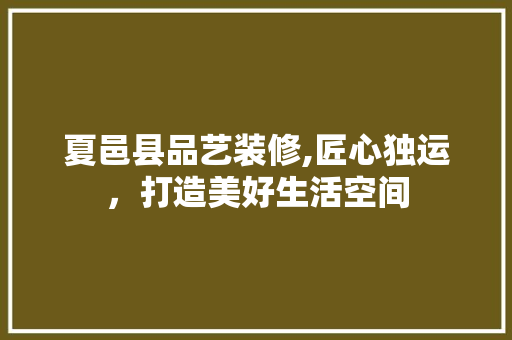 夏邑县品艺装修,匠心独运，打造美好生活空间 现代风格装饰