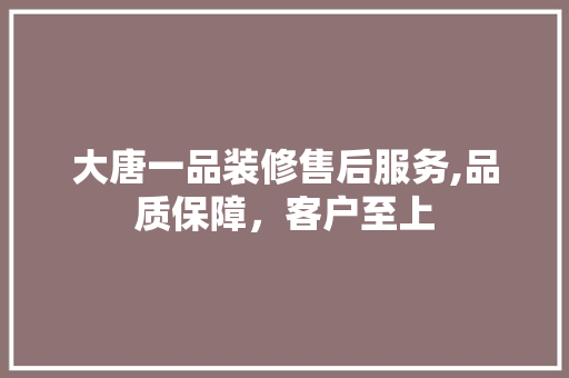 大唐一品装修售后服务,品质保障，客户至上