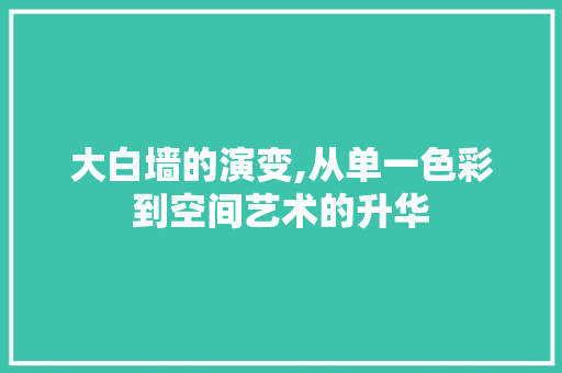 大白墙的演变,从单一色彩到空间艺术的升华 软装设计