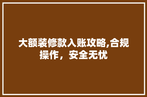 大额装修款入账攻略,合规操作，安全无忧 家居装修