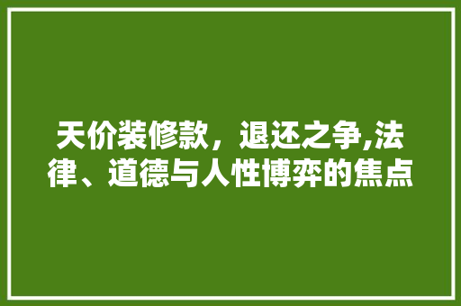 天价装修款，退还之争,法律、道德与人性博弈的焦点 中式风格装饰