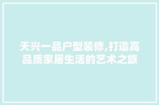 天兴一品户型装修,打造高品质家居生活的艺术之旅 家居装修